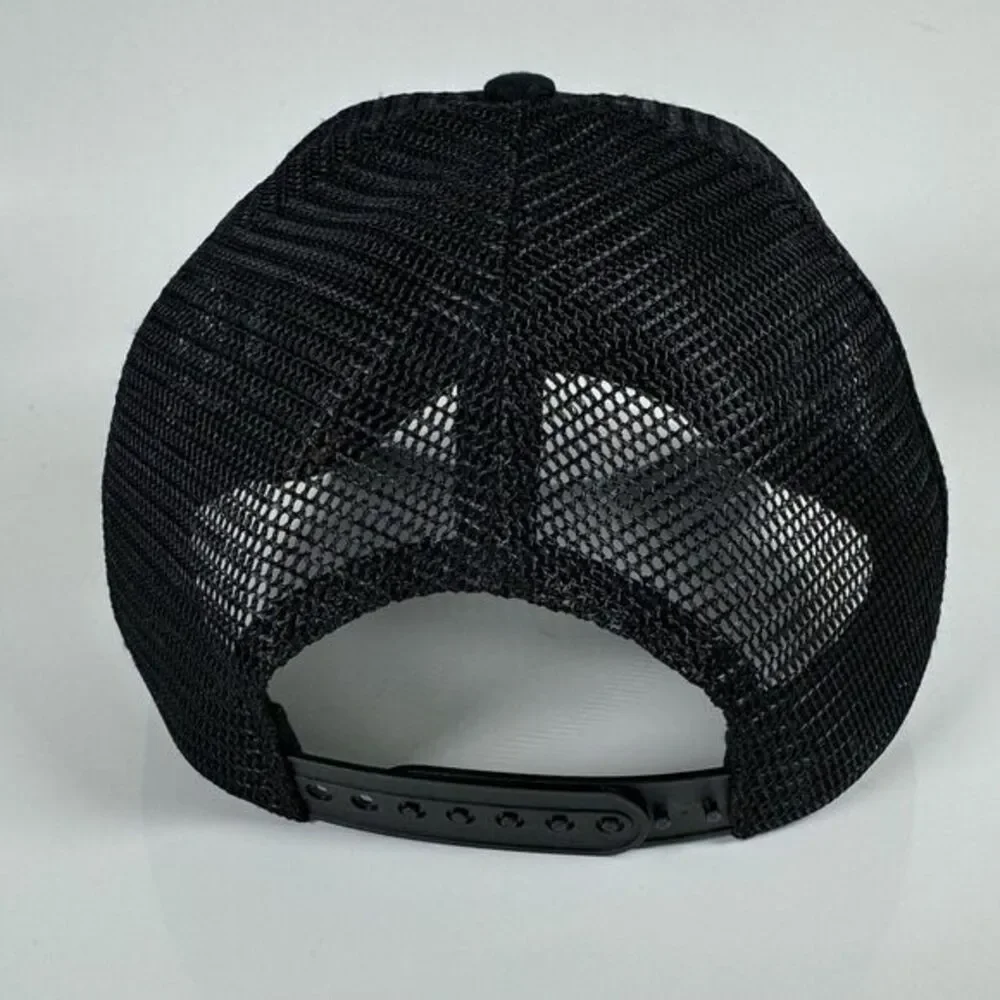 Homme Femme HF Varsity Font Trucker Hat SnapBack Black Yellow Letterman OSFA‎
